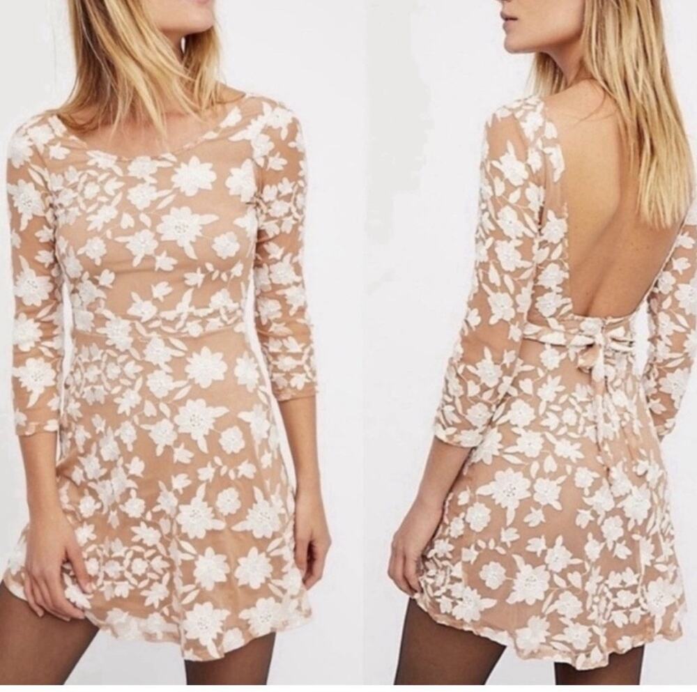 for love and lemons temecula dress NUDE AND WHITE XS (q31)